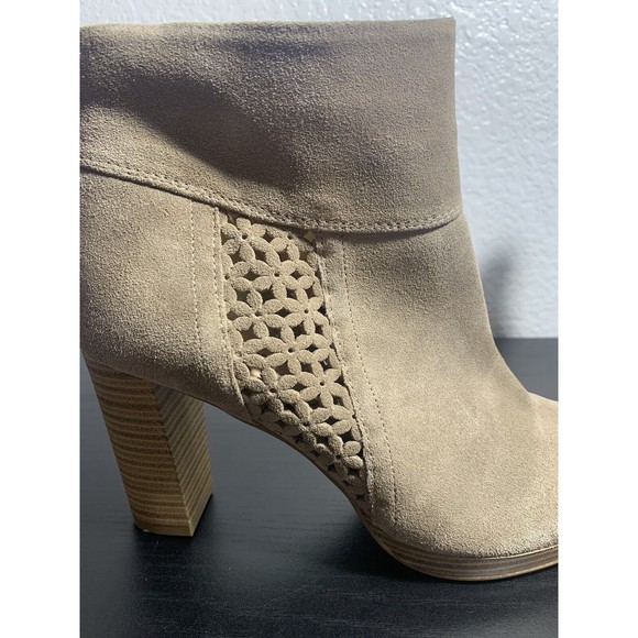 Gianni Gregori Beige Tan Ankle Suede boots With 3 Inch Heel Size 7.5-8.5 Booties - Picture 10 of 15